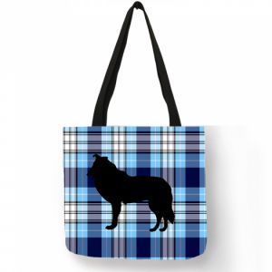 Nákupní taška -  skotská kosttka motiv pes - kolie