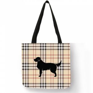 Nákupní taška skotská kostka motiv pes - labrador