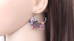 Earrings with dog - basset 